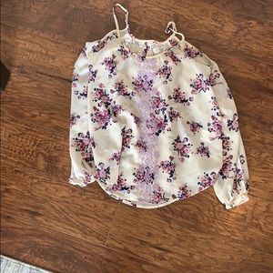 Women’s No shoulder Purple Flower Blouse